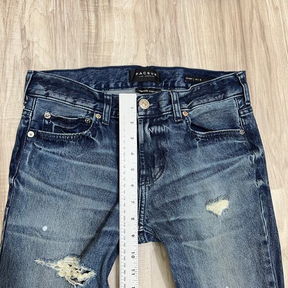 Pacsun Los Angeles Men's Vertical Stretch Skinny Blue Ripped Jeans Size W29 L30 - Picture 4 of 9